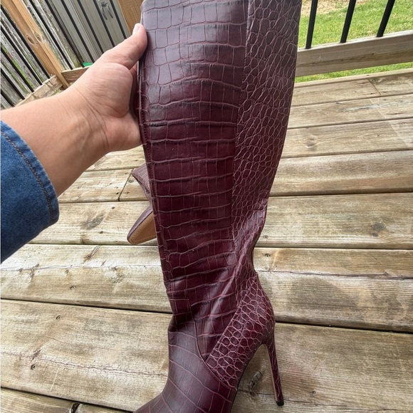 Vince Camuto Fendels Leather Croc Embossed Boots Womens 10 M EU 42s Redwood - Picture 10 of 14